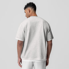 1026. Herringbone Terry Oversized Cinch Tee - Heather Grey