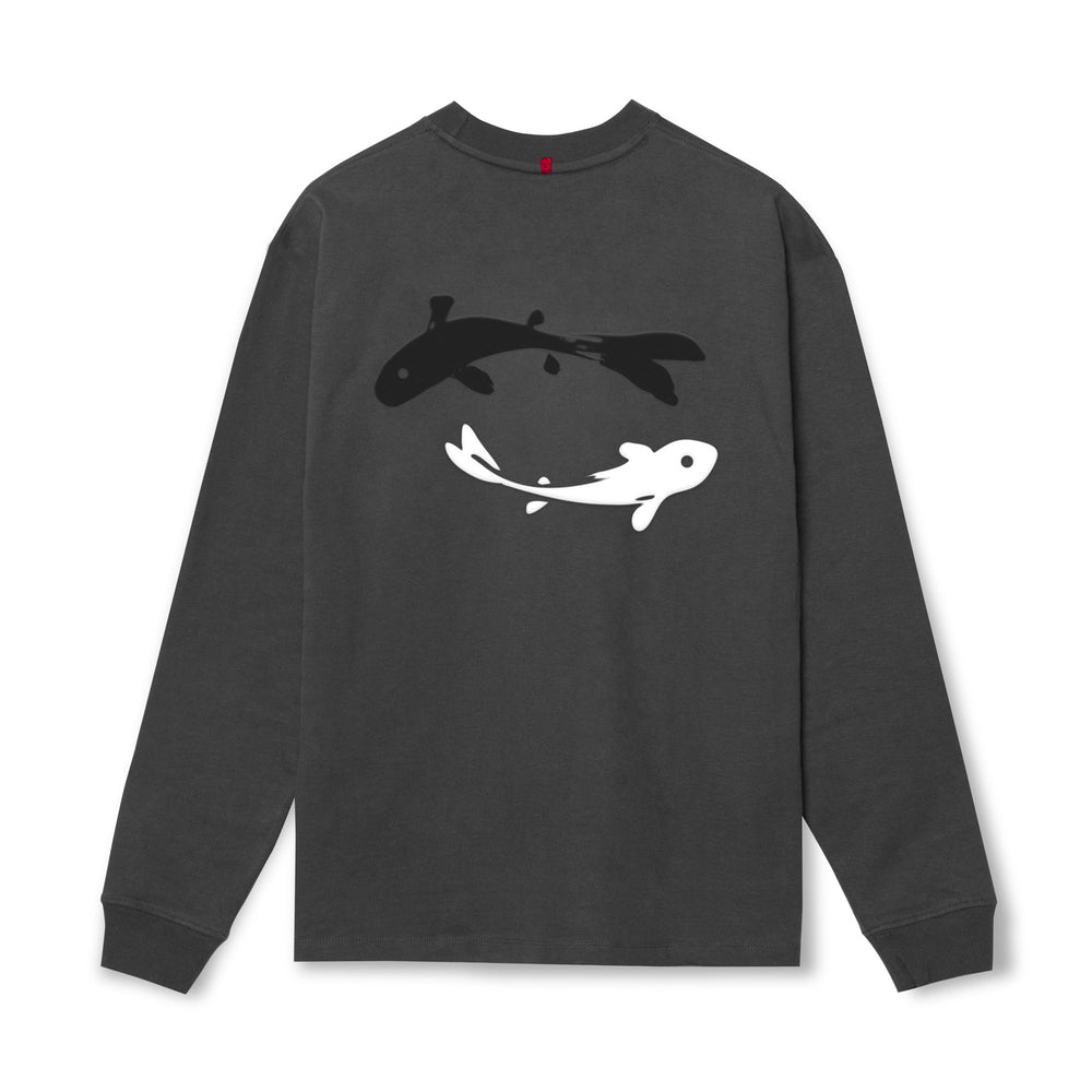 0851. Tech Essential™ Relaxed Long Sleeve - Space Grey "Koi"