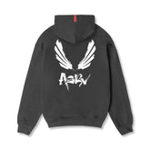 0874. Tech-Terry™ Zip Pocket Hoodie - Space Grey/White "Brush Wings/AS