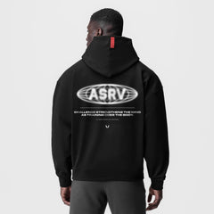 0874. Tech-Terry™ Zip Pocket Hoodie - Black "Global Reach"