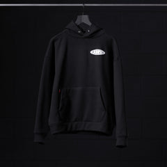 0874. Tech-Terry™ Zip Pocket Hoodie - Black "Global Reach"