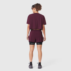 W082. SUPIMA® Ice-Skin™ Reversible Crop Tee - Merlot/Black