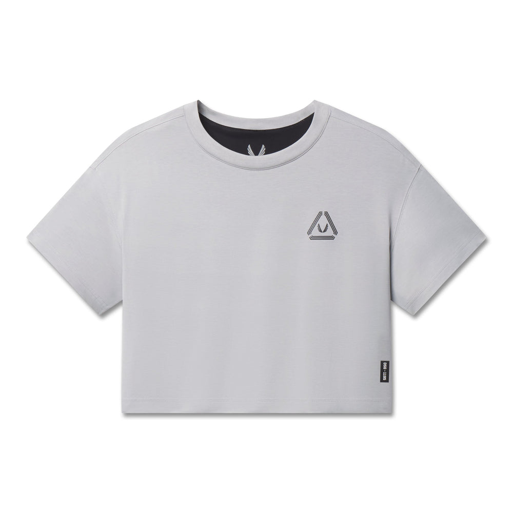W082. SUPIMA® Ice-Skin™ Reversible Crop Tee - Slate Grey/Black
