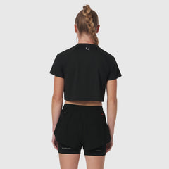 W018. AeroSilver® Cropped Tee - Black
