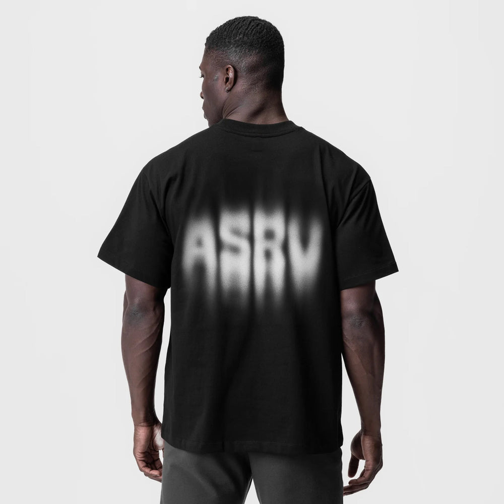 0797. Tech Essential™ Relaxed Tee - Black "Motion Blur"