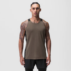 0809. Supima® Mesh Panel Training Singlet - Deep Taupe