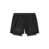 0951. Aerotex™ 4" High Split Liner Short - Black/Black