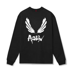 0851. Tech Essential™ Relaxed Long Sleeve - Black "Brush Wings/ASRV"