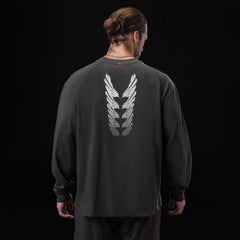 0851. Tech Essential™ Relaxed Long Sleeve - Space Grey "Brush Stroke"