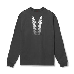 0851. Tech Essential™ Relaxed Long Sleeve - Space Grey "Brush Stroke"