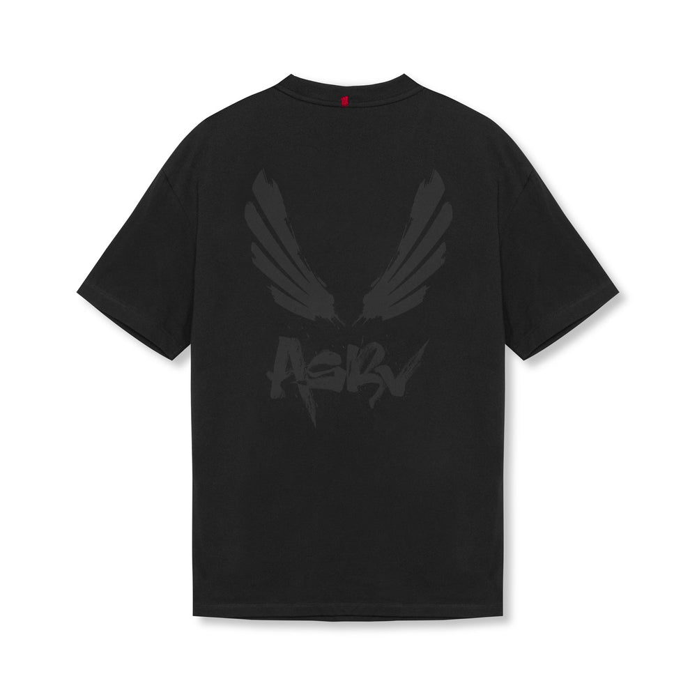 0797. Tech Essential™ Relaxed Tee - Black/Black "Brush Wings/ASRV"