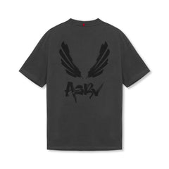 0797. Tech Essential™ Relaxed Tee - Space Grey/Black "Brush Wings/ASRV