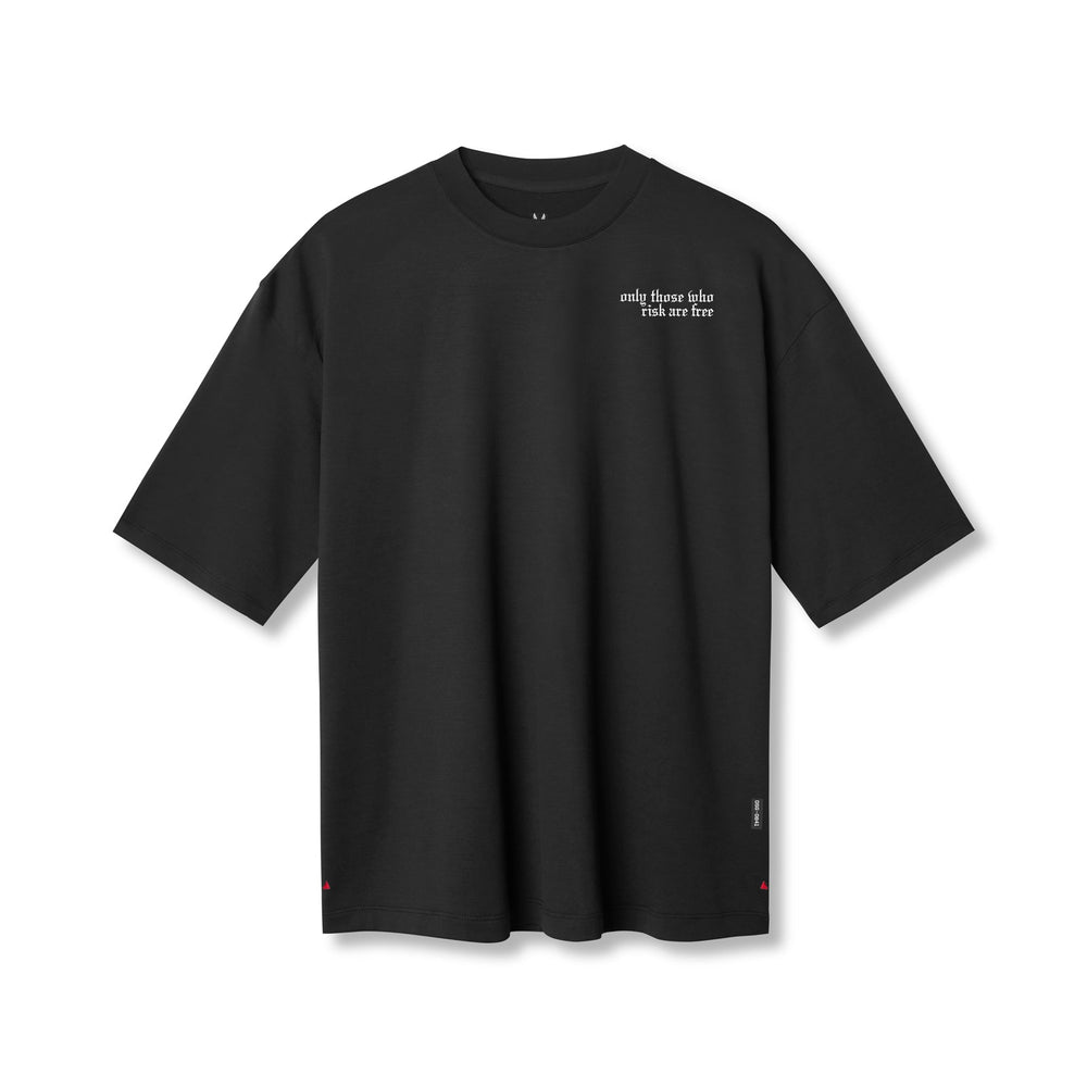 0841. 3D-Lite® 2.0 Lycra® 3/4-Sleeve Oversized Tee - Black "Brush Wing