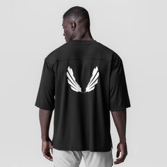 0841. 3D-Lite® 2.0 Lycra® 3/4-Sleeve Oversized Tee - Black "Brush Wing