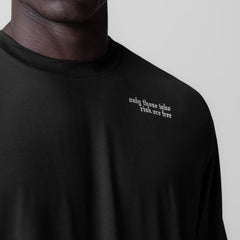 0841. 3D-Lite® 2.0 Lycra® 3/4-Sleeve Oversized Tee - Black "Brush Wing