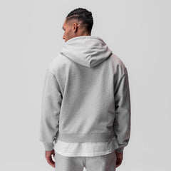 0843. Tech Essential™ Distressed Full Zip Hoodie - Heather Grey