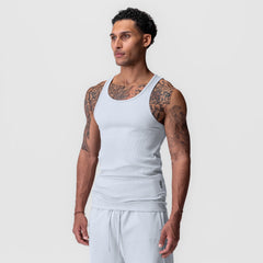 0986. Creora® Tech Ribbed Tank - Ice Blue