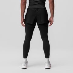 0911. Tetra-Lite® 2-in-1 High Split Legging Short - Black "Cyber"/Blac