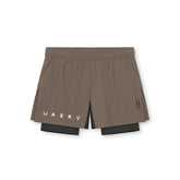 0752. Ripstop 3" High Split Liner Short - Deep Taupe/Black