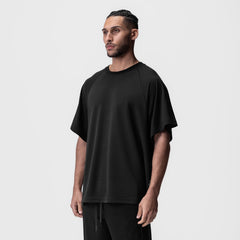 0946. Waffle Knit Oversized Tee - Black/Black