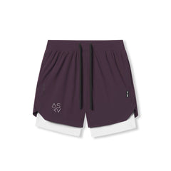 0866. Tetra-Lite® 7" Liner Short - Deep Purple "Cyber"/White
