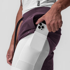 0866. Tetra-Lite® 7" Liner Short - Deep Purple "Cyber"/White