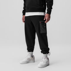 0914. Tech-Terry™ Paneled Cinch Cargo Jogger - Black/Wave-Dye