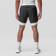 0866. Tetra-Lite® 7" Liner Short - Space Grey "Cyber"/White