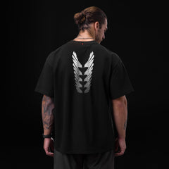 0797. Tech Essential™ Relaxed Tee - Black "Brush Stroke"