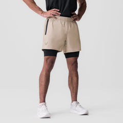 0784. Ultralite™ 6" Liner Short - Beige/Black