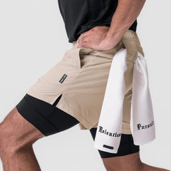 0784. Ultralite™ 6" Liner Short - Beige/Black