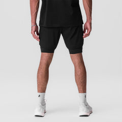 0866. Tetra-Lite® 7" Liner Short - Black/Black/ White "Wings"