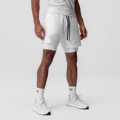 0866. Tetra-Lite® 7" Liner Short - White "Cyber"/White