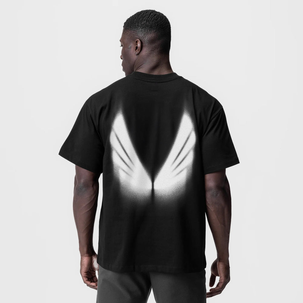 0797. Tech Essential™ Relaxed Tee - Black "Signal Lost"