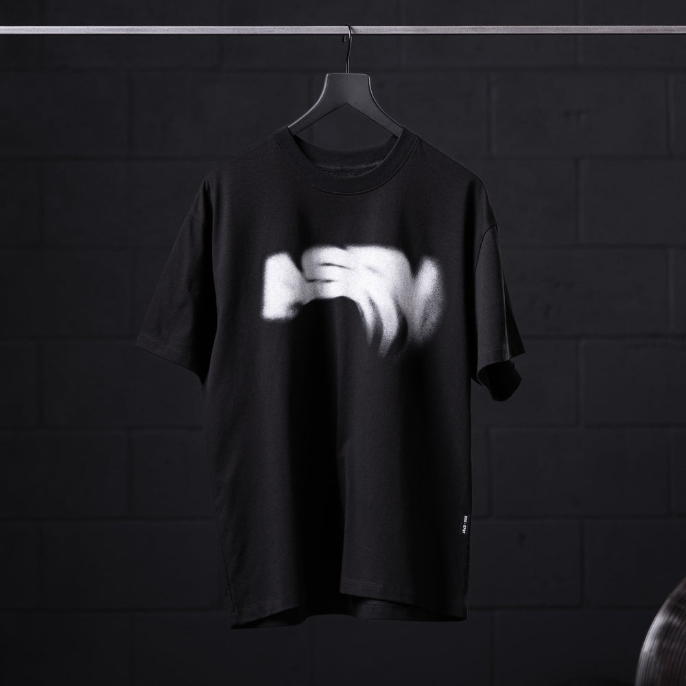 0797. Tech Essential™ Relaxed Tee - Black "Signal Lost"
