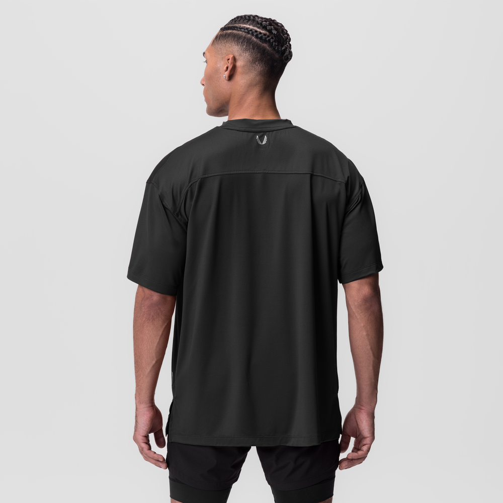 0822. AeroSilver® Oversized Tee - Black "Box Logo"