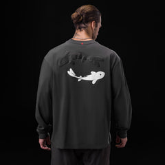 0851. Tech Essential™ Relaxed Long Sleeve - Space Grey "Koi"