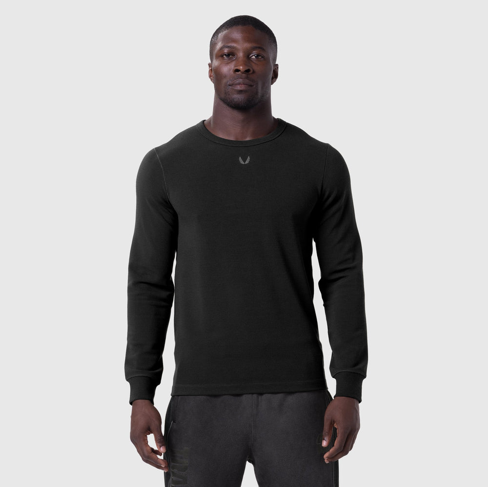 1112. Waffle Knit Longsleeve - Black