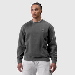 0861. Tech Essential™ Distressed Crewneck - Faded Grey