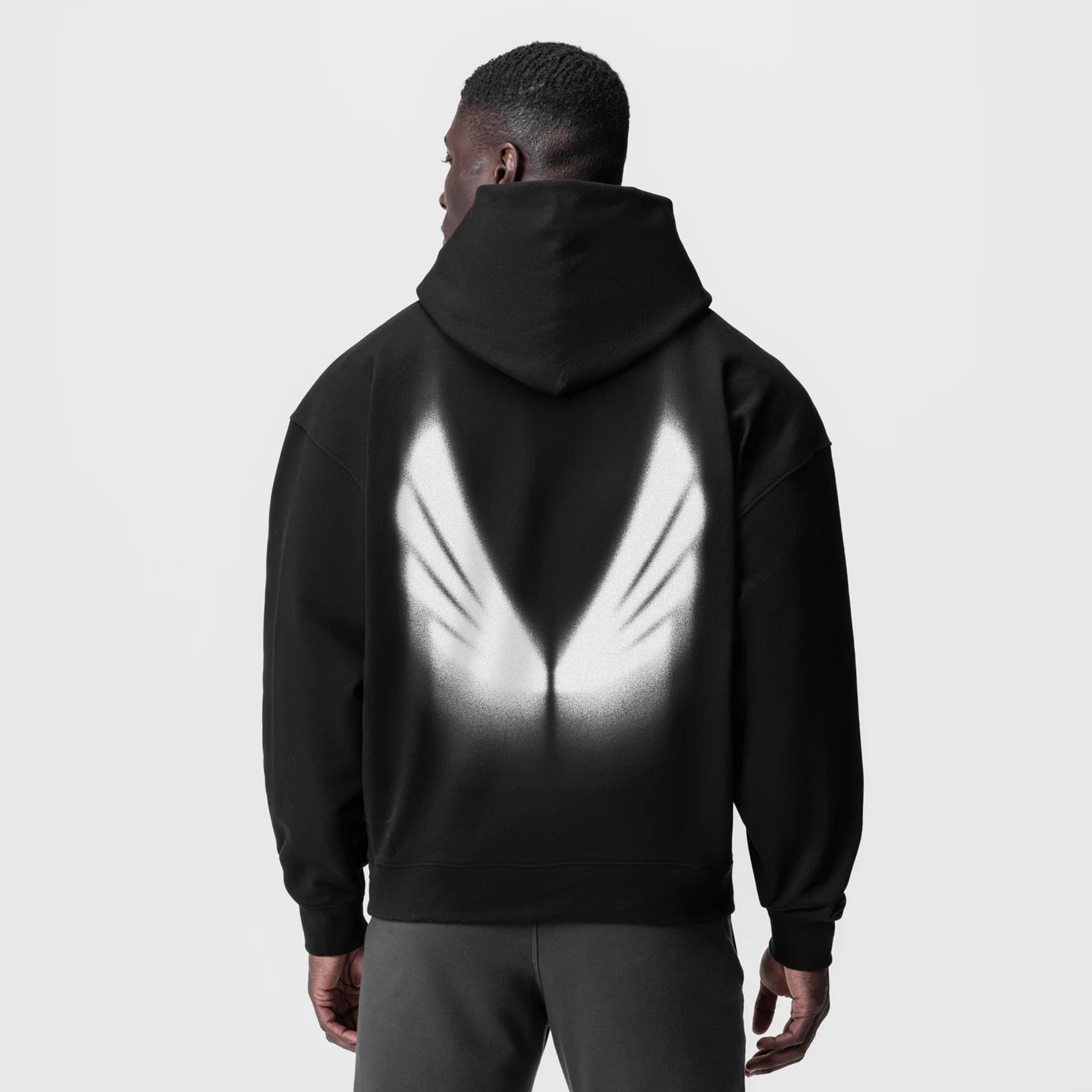 0874. Tech-Terry™ Zip Pocket Hoodie - Black "Signal Lost"
