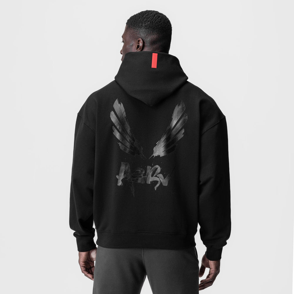 0874. Tech-Terry™ Zip Pocket Hoodie - Black/Black "Brush Wings/ASRV"