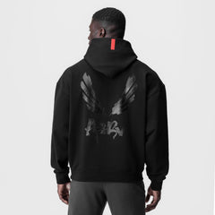 0874. Tech-Terry™ Zip Pocket Hoodie - Black/Black "Brush Wings/ASRV"