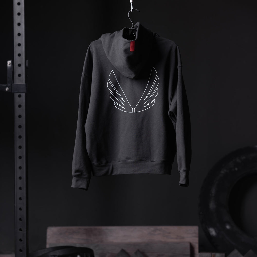 0874. Tech-Terry™ Zip Pocket Hoodie - Black "Outline"