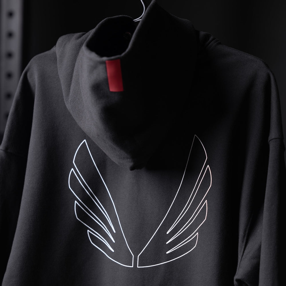 0874. Tech-Terry™ Zip Pocket Hoodie - Black "Outline"