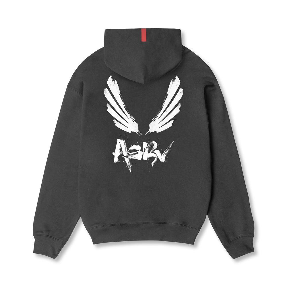 0874. Tech-Terry™ Zip Pocket Hoodie - Space Grey/White "Brush Wings/AS