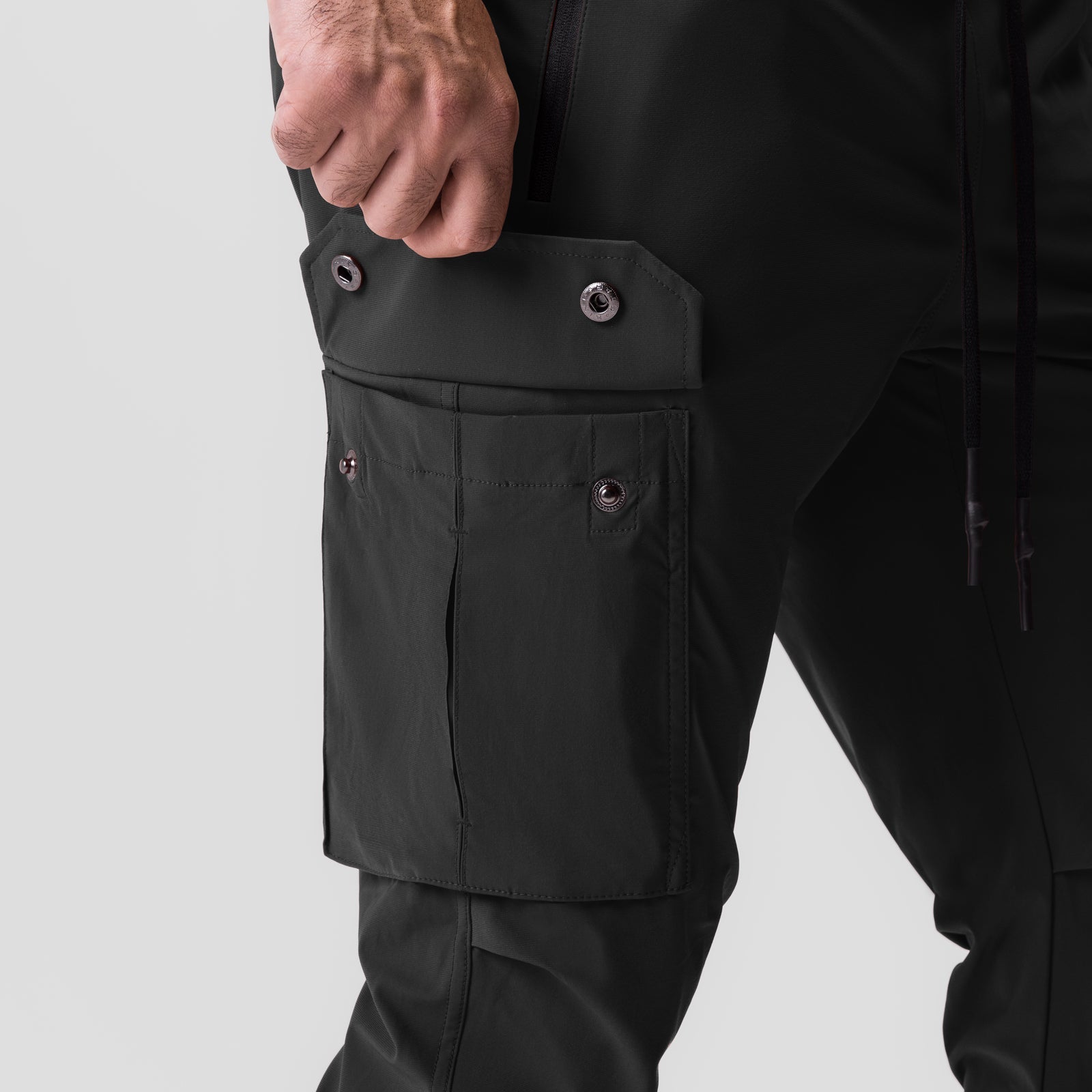 0825. Tetra-Lite® Cargo High Rib Jogger - Black "White Wings"