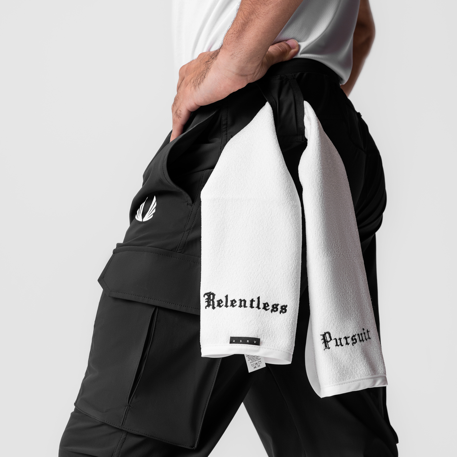 0825. Tetra-Lite® Cargo High Rib Jogger - Black "White Wings"