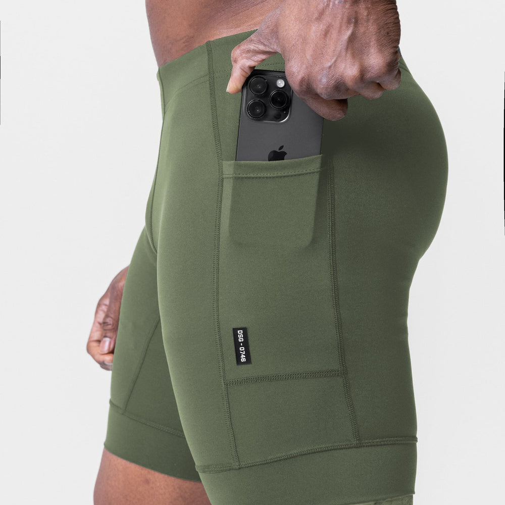 0746. WarpFlexx® Side Pocket 1/2-Length Legging - Olive