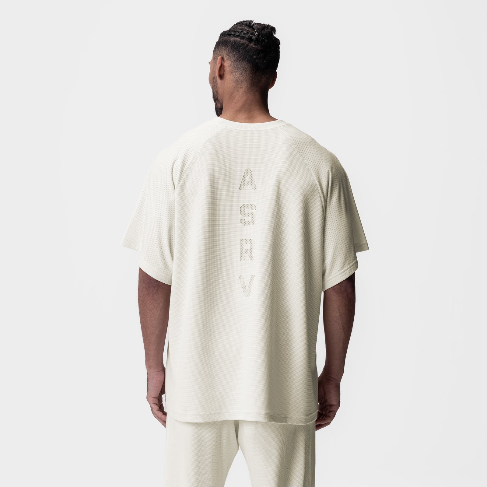 0946. Waffle Knit Oversized Tee - Cream