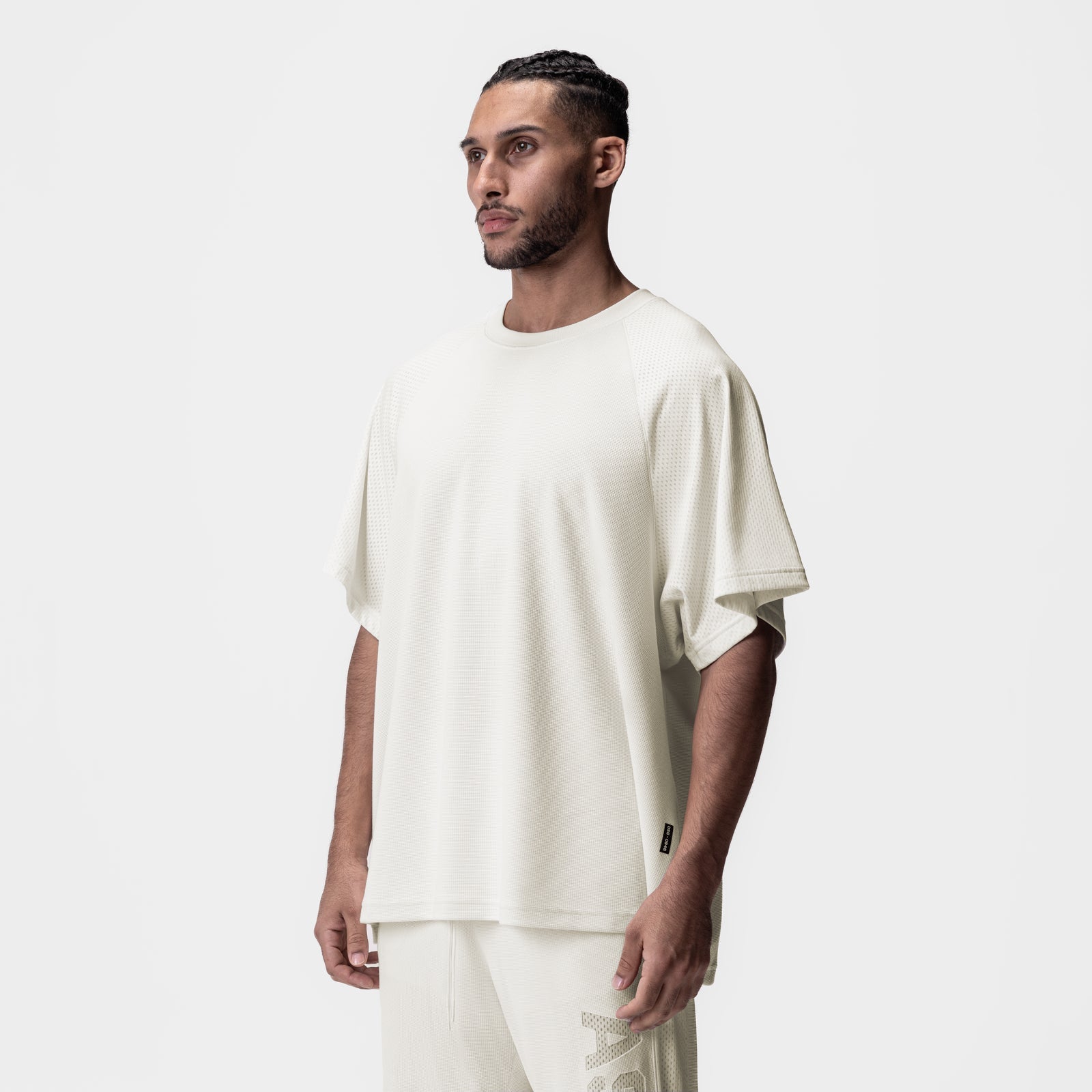 0946. Waffle Knit Oversized Tee - Cream